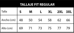 tallaje regular fit adulto